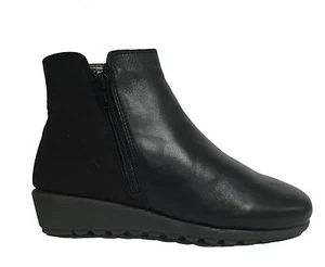 POMPEA SCARPE DA DONNA TRONCHETTO IN PELLE NERO ZEPPA COMODA STIVALETTO NAPPA - Imagen 1 de 3