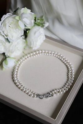 Silver Two Layer Necklace Convertible Made with Swarovski/ Bride Necklace - Image 1 of 4