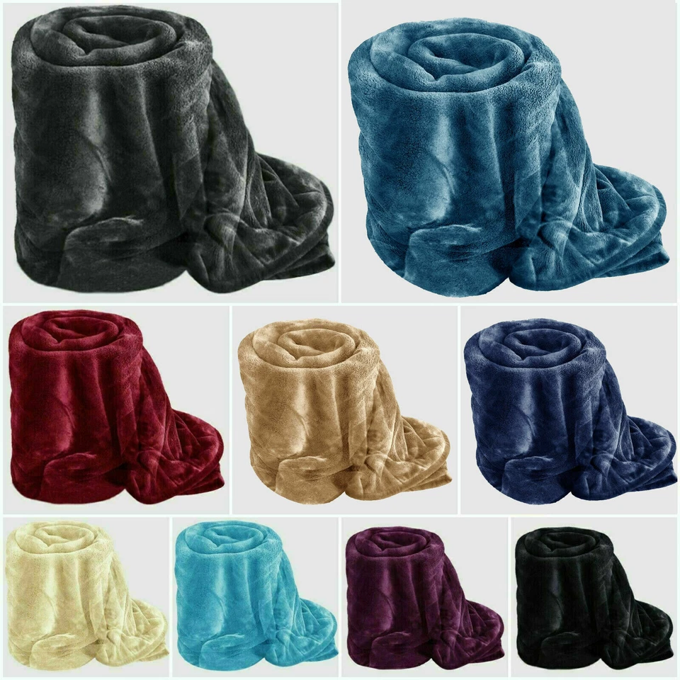 FAUX FUR THROW BLANKET LUXURY SOFA BED FLEECE SOFT WARM DOUBLE, KING LARGE SIZE