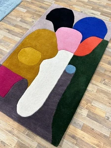 Modern Abstract Hand Tufted Wool Area Rug 5x8 Multicolor Art Design Carpet - Picture 1 of 4