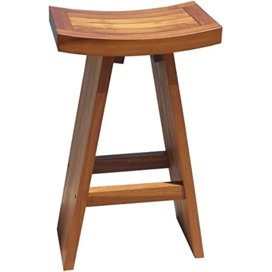 El taburete de bar original de teca asia de 30" de alto Foto 1 de 4