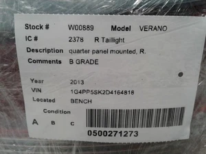 Passenger Tail Light Quarter Panel Mounted Fits 12-16 VERANO 970767 - Picture 1 of 12