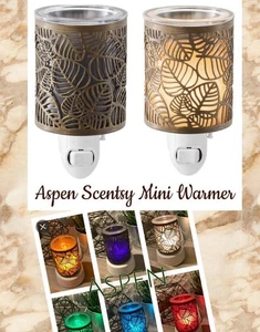 Scentsy Mini Wachswärmer ASPEN Metall Blätter & Glas !!! Herbst Autumn Night Lite NEU - Bild 1 von 9