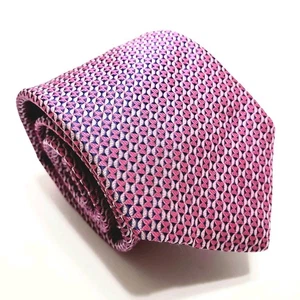 Barbara Blank Men's Silk Necktie Pink Geometric Pattern Jacquard Fabric  - Picture 1 of 5