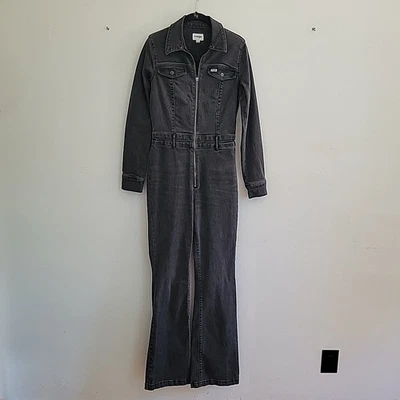 Wrangler Retro Catsuit Small Black Stretch Denim Long Sleeve Full Zip High Rise - Image 1 of 4