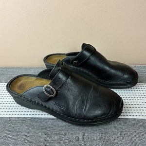 NAOT Clogs Shoes Size 36 US 5-5.5 Black Leather Slip On Comfort Buckle - Picture 1 of 6