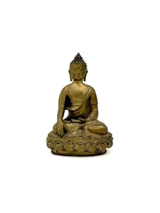 Statua Buddha Shakyamuni vintage in ottone/bronzo – 27 cm – Bhumisparsha - Foto 1 di 15