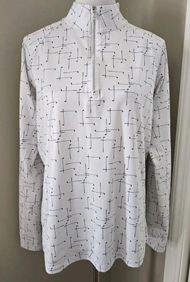 Lady Hagen 1/4 Zip Long Sleeve Navy Golf Club Print UPF 50 SZ XL Performance - Image 1 of 4