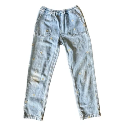 MINI BODEN Embroidered Star Jeans Girls 9 Blue Elastic Waist Denim Jean Pockets - Image 1 of 4