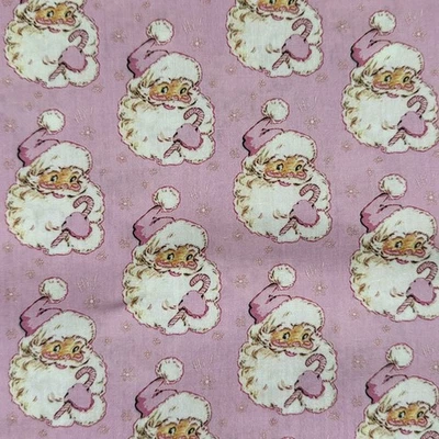 Pink Santa Christmas Character Fabric Fat Quarter Poly Cotton - Image 1 of 2