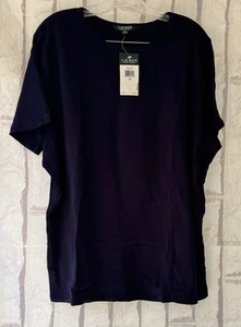 Lauren Ralph Lauren Short Sleeve Navy Blue Top Shirt 3x Plus Size - Picture 1 of 5