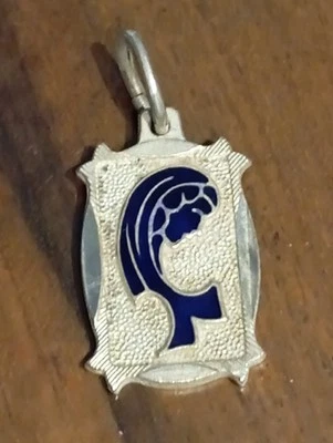 Ciondolo Argento Madonna Smalto Blu  - Immagine 1 di 4