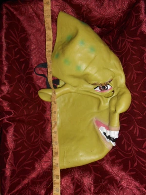 Máscara de Halloween de goma Dreamworks Shrek 2004 rara banda elástica estilo utilería diseño Foto 1 de 4