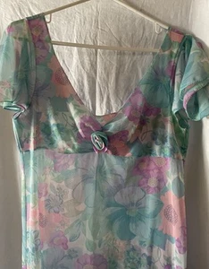 Van Raalte Nachthemd Rose At Bust Midi Blumen Cape Ärmel #VintageDessous 38 - Bild 1 von 7