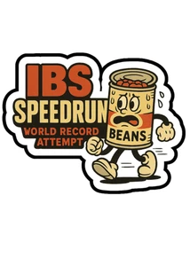 IBS Speedrun Meme Retro Funny Custom Vinyl Die Cut Sticker 3.5x2.5 - Picture 1 of 1