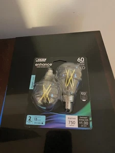 NEW FEIT Electric 60W EQUIVALENT CL A15 CAND BASE LED CEILING FAN LIGHT BULB 2PK - Picture 1 of 10