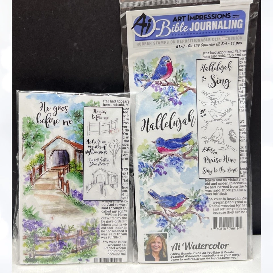 Impresiones artísticas ÉL ME GUÍA en el gorrión Biblia diario estampillas de goma Foto 1 de 1