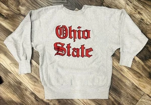 Felpa vintage Ohio State Buckeyes uomo media maglione tessuto rovesciato USA grigio - Foto 1 di 3