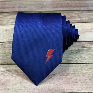 David Bowie Lightening Bolt Blue Silk Tie 59" Sec 119 - Picture 1 of 3