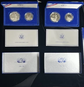 Two 1886-1986 Silver US Liberty Coin Set Ellis Island One Dollar and Half Dollar - Picture 1 of 6