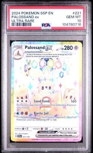 2024 POKEMON SSP EN-SURGING SPARKS ULTRA RARE #221 PALOSSAND EX PSA 10 - Picture 1 of 2