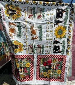 Applique vintage American Homestead Joan Kessler Concord tessuto mucca fattoria pannello - Foto 1 di 4