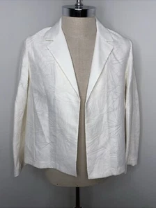 Lafayette 148 White Jacket New Sz L Open Front Collar Blazer - Picture 1 of 7