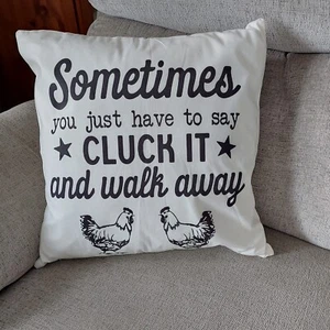 CLUCK IT & Walk Away Cushion Cover 18 x 18in 45 x 45cm gift humour Funny Chicken - Picture 1 of 1