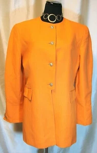 EUC Lavantino 12/L Vintage 80sMango Orange Gold Tone Button Lined Blazer Jacket - Picture 1 of 4