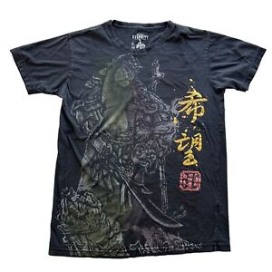 y2k Eternity Brand Ed Hardy Style Samurai Graphic Shirt Cyber Goth Grunge Sz Med