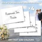 4 x Reserved Cards Seating Table Plan Name Place Wedding Birthday Party Card for