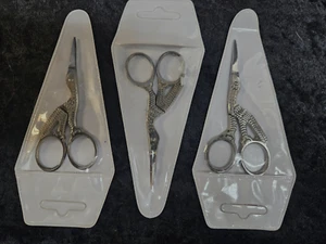 LOT OF 3 3.5" Stork Embroidery Scissors Cross Stitch Sewing Scissors Cutter - Picture 1 of 4