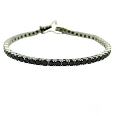 Bracciale tennis pietre nere 3 mm argento 925 rodio - Immagine 1 di 4