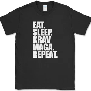 Eat Sleep Krav Maga Repeat T-Shirt Funny Martial Arts Hobby Fitness Tee - Picture 1 of 10