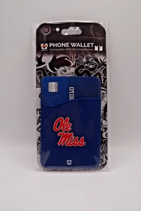 Universal Adhesive Pocket Stick On Phone Wallet Card Holder Ole Miss - Picture 1 of 5