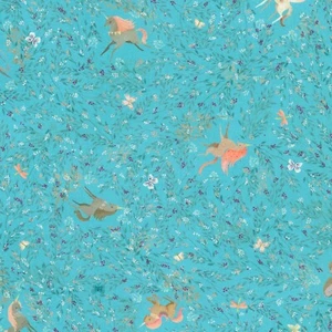 Robert Kaufman - Unicorn Meadow - Unicorn Floral - Blue, BTY - Picture 1 of 8