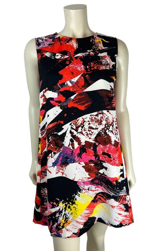 Mini abito astratto senza maniche KENZO taglia 38 S stampa minerale crepe arte da indossare