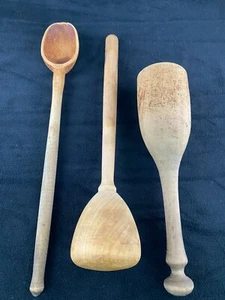 Antique Wooden Rustic Kitchen Tools - Set of Three - Picture 1 of 10