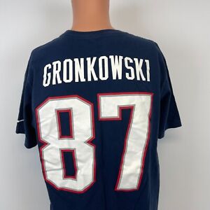 Nike Rob Gronkowski New England Patriots Jersey T Shirt NFL Team Football Blue L
