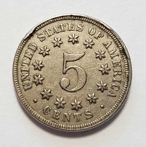 1867 5c Shield Nickel - No Rays - Reverse Cuds - SKU-Y5464 Cover