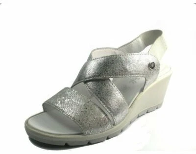 SANDALI DONNA ENVAL SOFT 3292944 METALLIZZATO ARGENTO CON ZEPPA MADE IN ITALY - Immagine 1 di 4