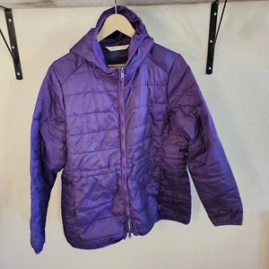 Woolrich Wool Loft lila gesteppte gefütterte Jacke mit Kapuze durchgehender Reißverschluss Damen XL - Bild 1 von 11