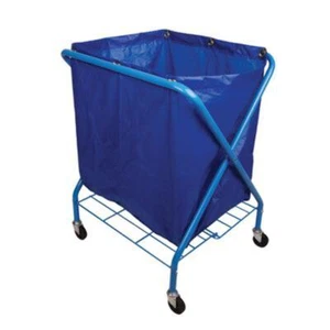 Folding Waste Cart With Blue Vinyl Bag - Picture 1 of 1