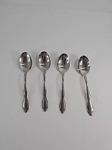 ONEIDA Set Of 4 Stainless Steel Flatware Spoons Made In USA Floral Vintage - Picture 1 of 10