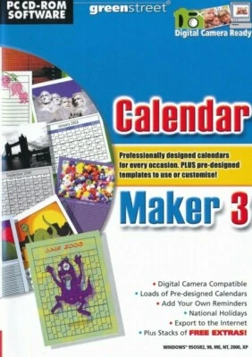 GREENSTREET Calendar Maker 3 - Create & Design Diaries Calendars PC CD-ROM NEW - Image 1 of 2