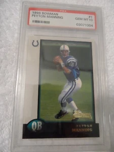 Peyton Manning 1998 Bowman #1 RC Rookie Card Colts PSA 10 GEM MINT - Picture 1 of 2