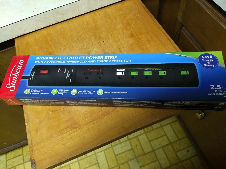Sunbeam Advanced 7 Outlet Power Strip-New-Fixed US Shipping - Image 1 of 1