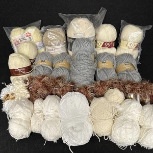 Knitting Wool Yarn Job Lot Neutrals Chunky Aran DK t2588 - Picture 1 of 10