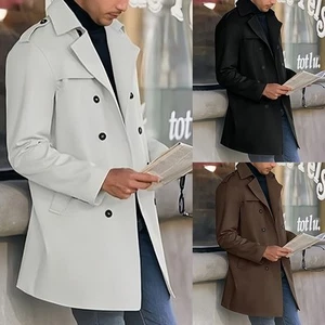 Comfortable Men's Winter Coat with Lapel Neck and Double Breasted Style - Picture 1 of 24