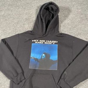 Billie Eilish Hoodie Mens Small Hit Me Hard and Soft Fleece Hooded Sweatshirt - Picture 1 of 8